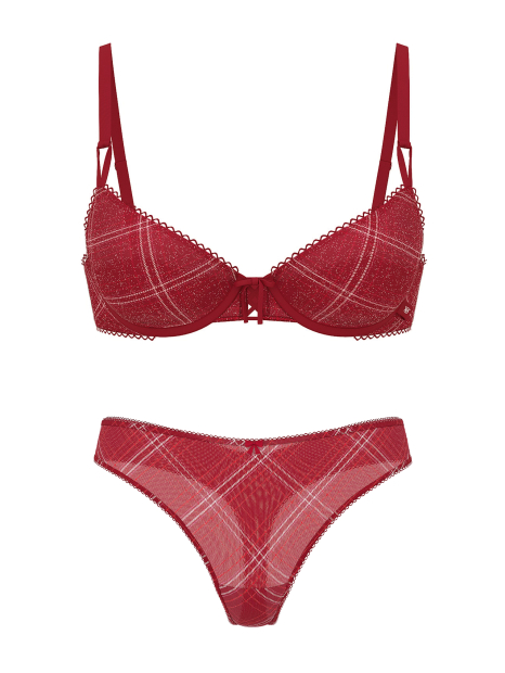 Комплект білизни Victoria's Secret бюст та трусики тонг 1159859848 (Червоний 36B/M)
