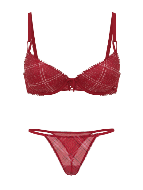 Комплект білизни Victoria's Secret бюст та трусики тонг 1159859852 (Червоний 34B/S)