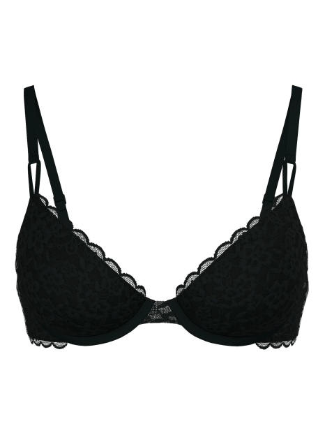 Кружевной комплект белья Victoria's Secret бюст и трусики тонг 1159859933 (Черный 34D/M)