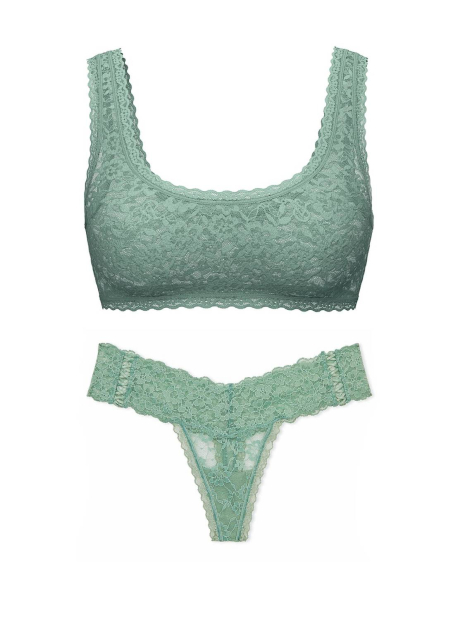 Кружевной комплект Victoria's Secret бралетт и трусики тонг 1159859990 (Зеленый M)