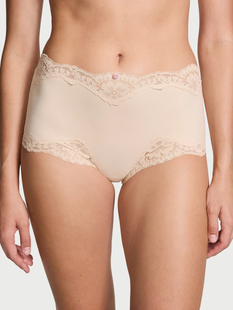 Комплект белья Victoria's Secret бюст Push-up и трусики шортики с кружевом 1159860041 (Бежевый M)