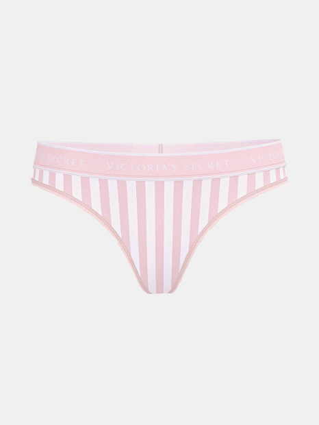 Жіночий комплект білизни Victoria's Secret погруддя та трусики тонг 1159860273 (Білий/Рожевий 36B/M)