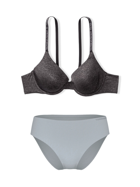 Комплект белья Victoria's Secret бюст и трусики бикини 1159860420 (Серый 38DD/XL)