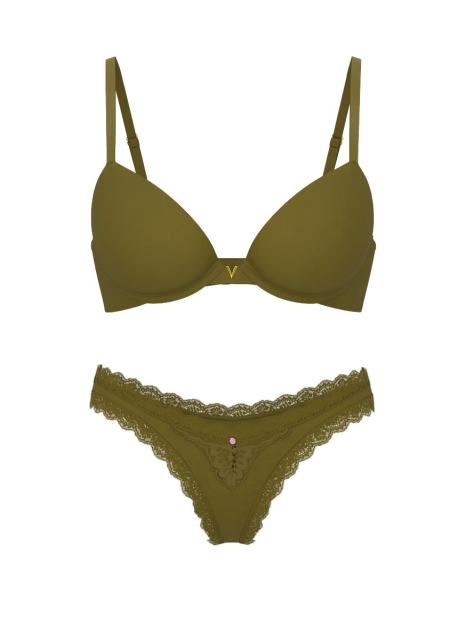 Комплект білизни Victoria's Secret бюстгальтер Push-Up та трусики бразиліани 1159860683 (Зелений 32C/S)