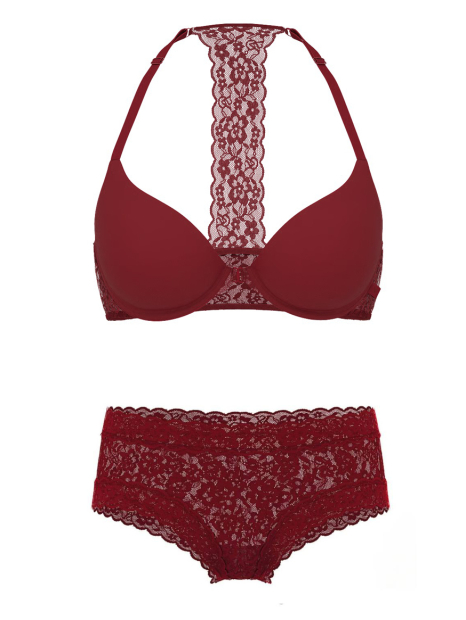 Комплект білизни Victoria's Secret погруддя Push-Up та трусики чики 1159860730 (Бордовий 34A/XS)