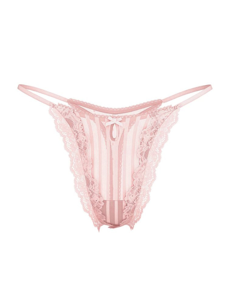 Полупрозрачный комплект белья Victoria's Secret лиф и трусики тонг 1159860995 (Розовый 38D/XL)