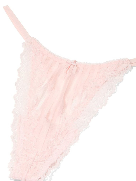 Полупрозрачный комплект белья Victoria's Secret лиф и трусики тонг 1159860995 (Розовый 38D/XL)