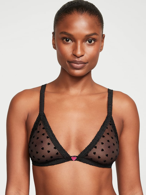 Комплект белья Victoria's Secret лиф триангл и трусики тонг 1159861094 (Черный S)