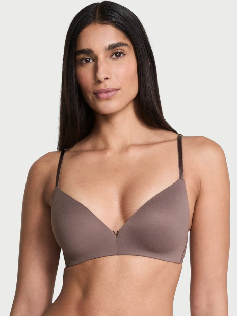 Женский комплект белья Victoria's Secret лиф Push-Up и трусики тонг 1159861095 (Коричневый 38D/XL)