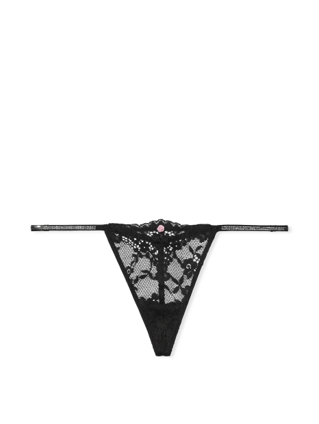 Кружевной комплект Victoria's Secret бюстгальтер на одно плечо и трусики стринги 1159861100 (Черный S)