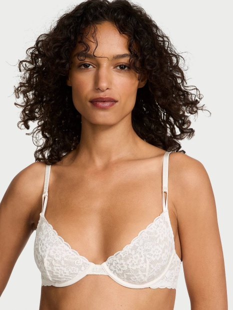 Кружевной комплект белья Victoria's Secret бюст и трусики бикини 1159861392 (Молочный 40D/XXL)
