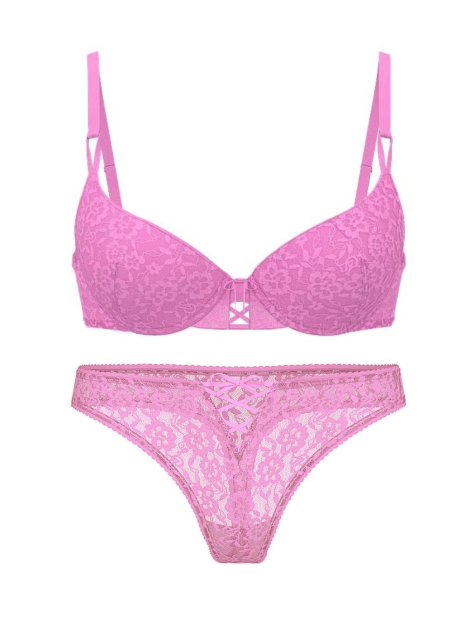 Комплект білизни Victoria's Secret бюст та трусики тонг 1159862104 (Рожевий 36C/L)
