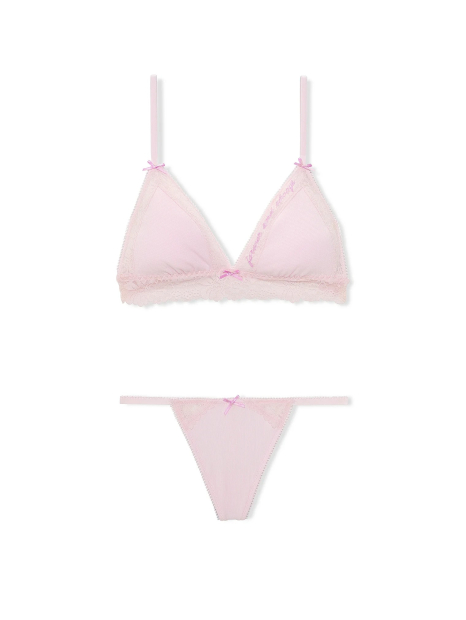 Подарочный комплект белья Victoria's Secret Pink бралетт и трусики стринги 1159862854 (Розовый L)
