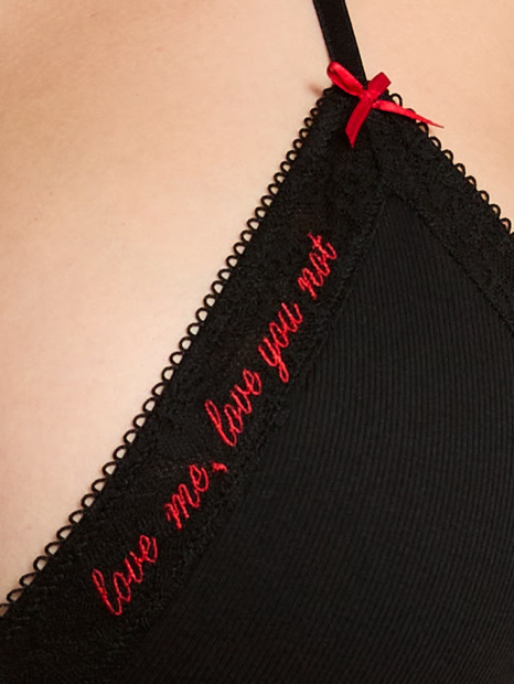 Подарочный комплект белья Victoria's Secret Pink бралетт и трусики стринги 1159862859 (Черный S)