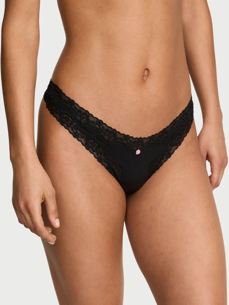 Комплект белья Victoria's Secret бралетт триангл и трусики тонг 1159863209 (Черный M)