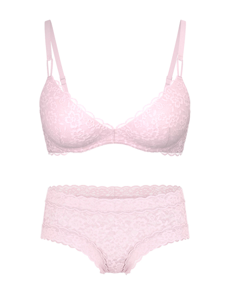 Кружевной комплект Victoria's Secret бюст Push-Up и трусики чики 1159863729 (Розовый 34B/S)
