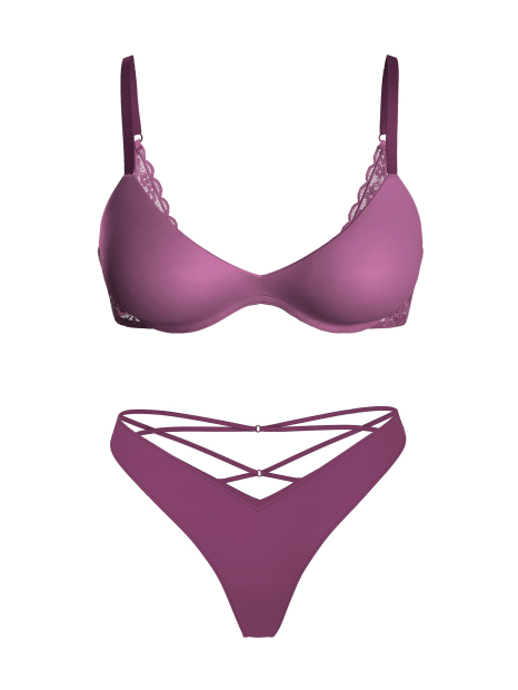 Комплект белья Victoria's Secret Push-Up бюст и трусики тонг 1159864130 (Фиолетовый 34B/M)