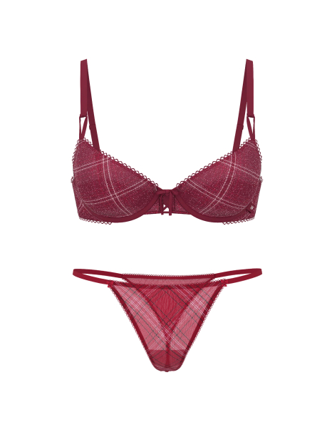 Комплект белья Victoria's Secret бюст и трусики тонг 1159864148 (Красный 36C/L)