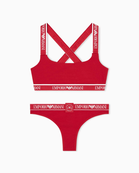 Комплект белья Emporio Armani бра-топ и трусики бразильяны 1159864200 (Красный XL)