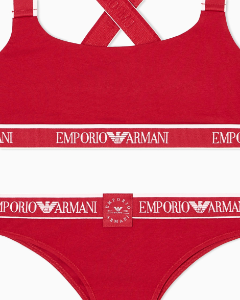 Комплект белья Emporio Armani бра-топ и трусики бразильяны 1159864200 (Красный XL)