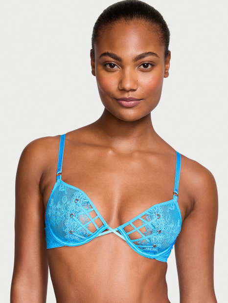 Кружевной комплект Victoria's Secret бюст и пояс для чулок 1159896382 (Голубой 32B/S)