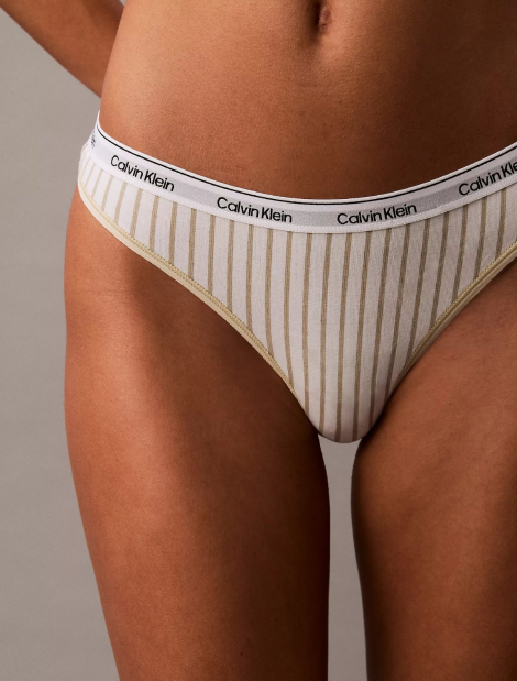 Женский комплект Calvin Klein топ и трусики тонг 1159922777 (Белый/Зеленый S)