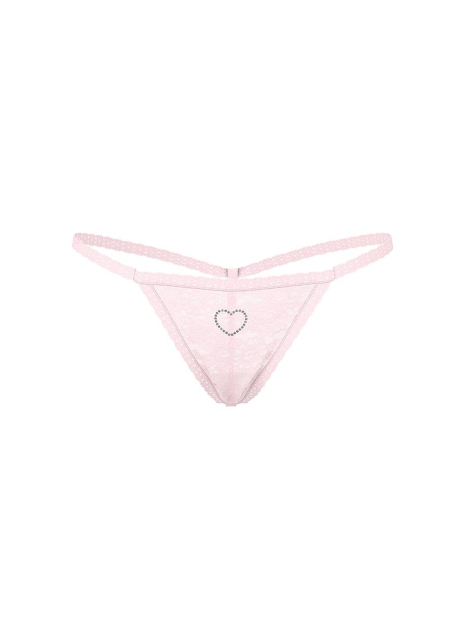 Кружевной комплект белья со стразами Victoria's Secret Pink бралетт и трусики стринги 1160258905 (Розовый L)