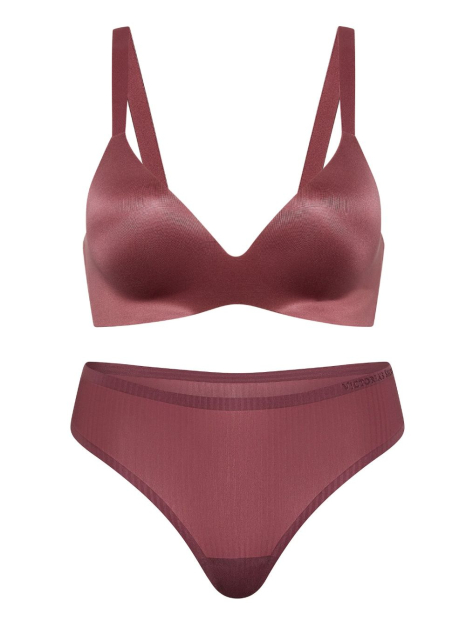 Женский комплект белья Victoria's Secret лиф Push-Up и трусики тонги 1160275388 (Розовый 44C/XXL)