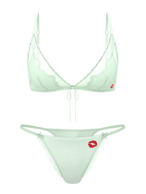 Комплект белья Victoria's Secret бралетт и трусики тонг 1160692123 (Зеленый XL)