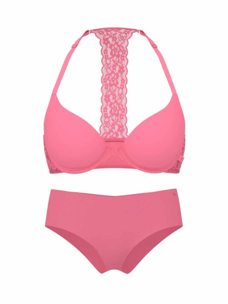 Комплект белья Victoria's Secret бюст Push-Up и бесшовные трусики чики 1160873965 (Розовый 38C/L)