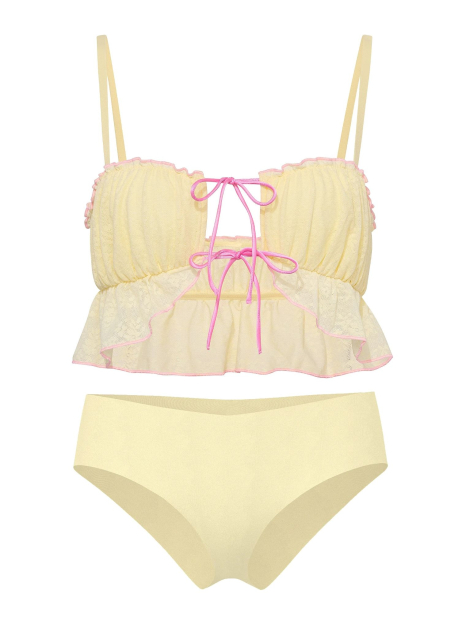 Комплект белья Victoria's Secret Pink бюстгальтер и бесшовные трусики чики 1161067202 (Желтый M)
