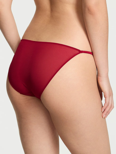 Комплект белья со стразами Victoria's Secret Pink бюстгальтер Push-up и трусики бикини 1161091578 (Красный 34C/M)