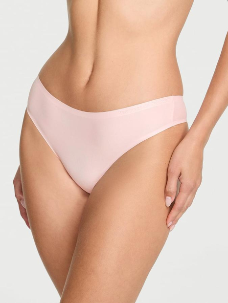 Гладкий комплект білизни Victoria's Secret ліф Push-Up з мереживом та трусики тонг 1161228884 (Рожевий 36B/M)