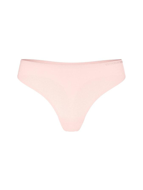 Гладкий комплект білизни Victoria's Secret ліф Push-Up з мереживом та трусики тонг 1161228884 (Рожевий 36B/M)