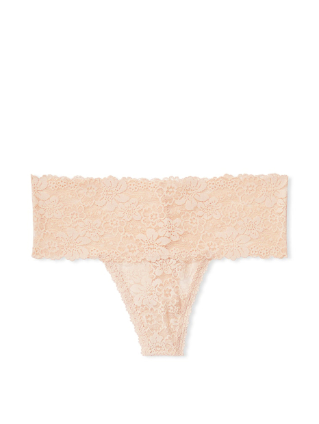 Комплект білизни Victoria's Secret PINK ліф Push-up та мереживні трусики тонг 1161235098 (Бежевий 32C/S)