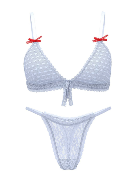 Комплект білизни Victoria's Secret бралетт триангл та трусики тонг 1161283037 (Блакитний XL)