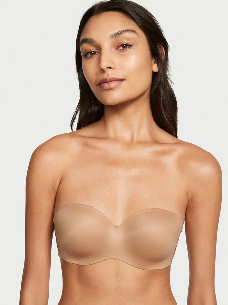 Комплект белья Victoria's Secret лиф и кружевные трусики стринги 1161340033 (Бежевый 34D/M)