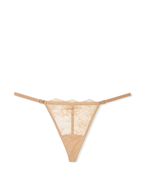 Комплект белья Victoria's Secret лиф и кружевные трусики стринги 1161339639 (Бежевый 36D/L)