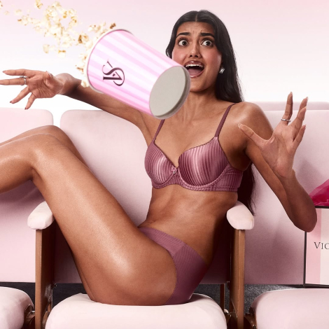 Женский комплект белья Victoria's Secret лиф и трусики брифы 1161353428 (Розовый 34B/S)