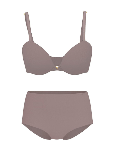 Бесшовный комплект белья Victoria's Secret бюст Push-up и трусики брифы 1161428785 (Коричневый 34A/S)