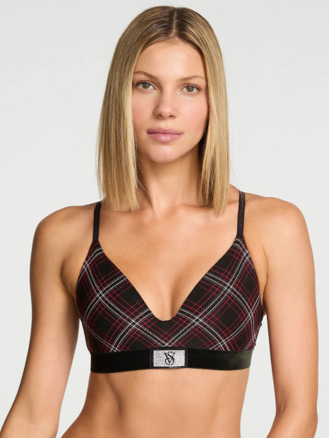Жіночий комплект білизни зі стразами Victoria's Secret ліф і трусики 1161527812 (Чорний 32C/XS)