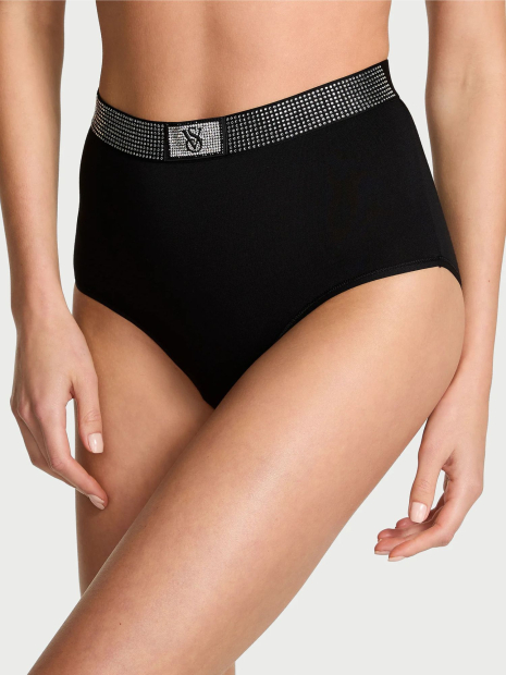 Жіночий комплект білизни зі стразами Victoria's Secret ліф і трусики 1161527812 (Чорний 32C/XS)