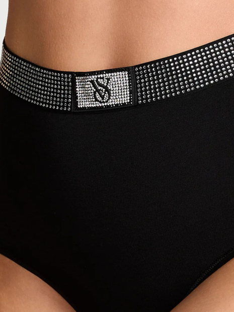 Жіночий комплект білизни зі стразами Victoria's Secret ліф і трусики 1161527812 (Чорний 32C/XS)