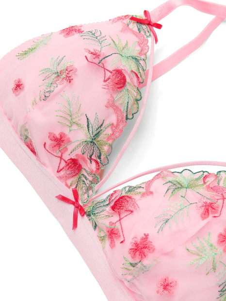 Комплект білизни з вишивкою Victoria's Secret Pink бралетт та трусики чики 1161608644 (Рожевий S)