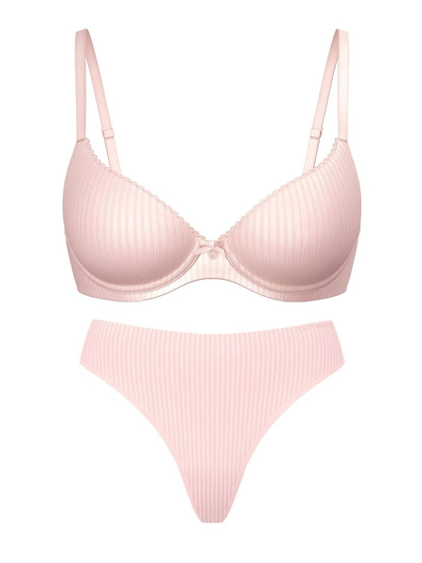 Комплект белья Victoria's Secret бюст и трусики тонг 1161585733 (Розовый 34B/S)