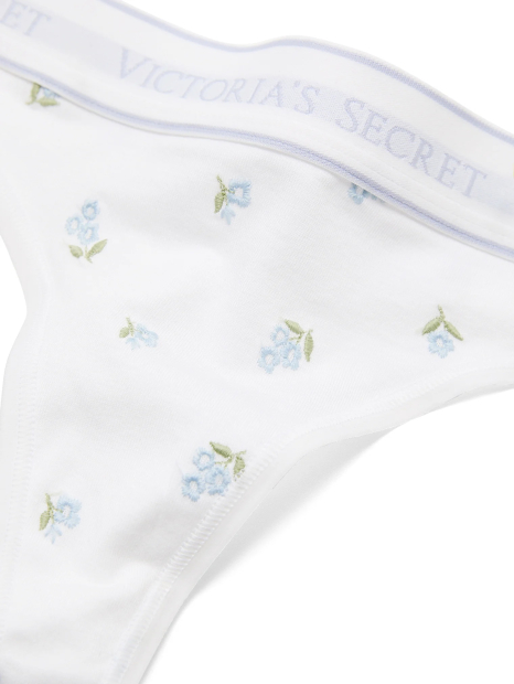 Хлопковый комплект белья Victoria's Secret бюст Push-Up и трусики тонг 1161661847 (Белый 34B/M)