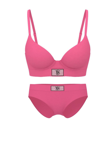 Жіночий комплект білизни Victoria's Secret ліф і трусики 1161689354 (Рожевий 36C/XL)