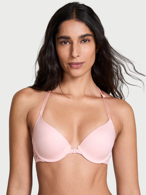 Комплект белья Victoria's Secret бюстгальтер и бесшовные трусики тонг 1161852039 (Розовый 32B/XS)