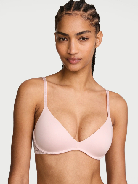 Комплект белья Victoria's Secret бюст Push-Up и бесшовные трусики бикини 1161855301 (Розовый 36D/M)
