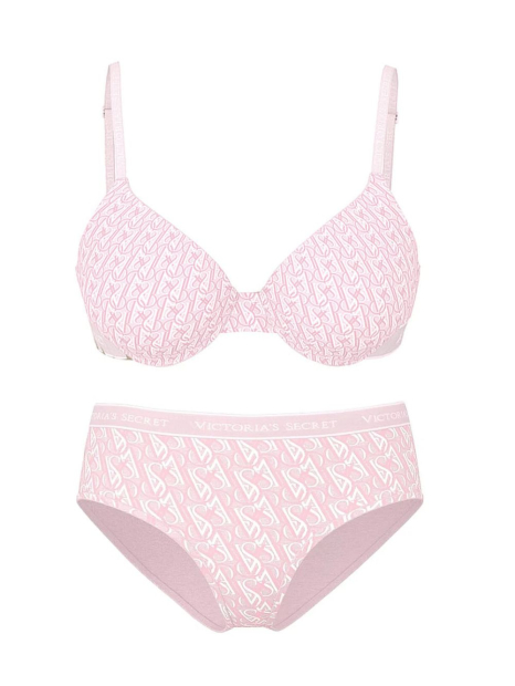 Жіночий комплект білизни Victoria's Secret бюст Push-Up та трусики хіпхагери 1161870764 (Рожевий 36D/L)